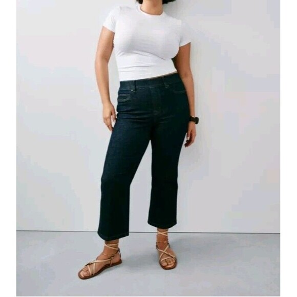 EUC SPANXshape EveryWear Kick Flare Raw Indigo Jeans size Large - Picture 3 of 7